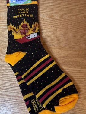 New Women's Crew Socks Groovy Things One Size Fits Most "F*CK This Meeting"